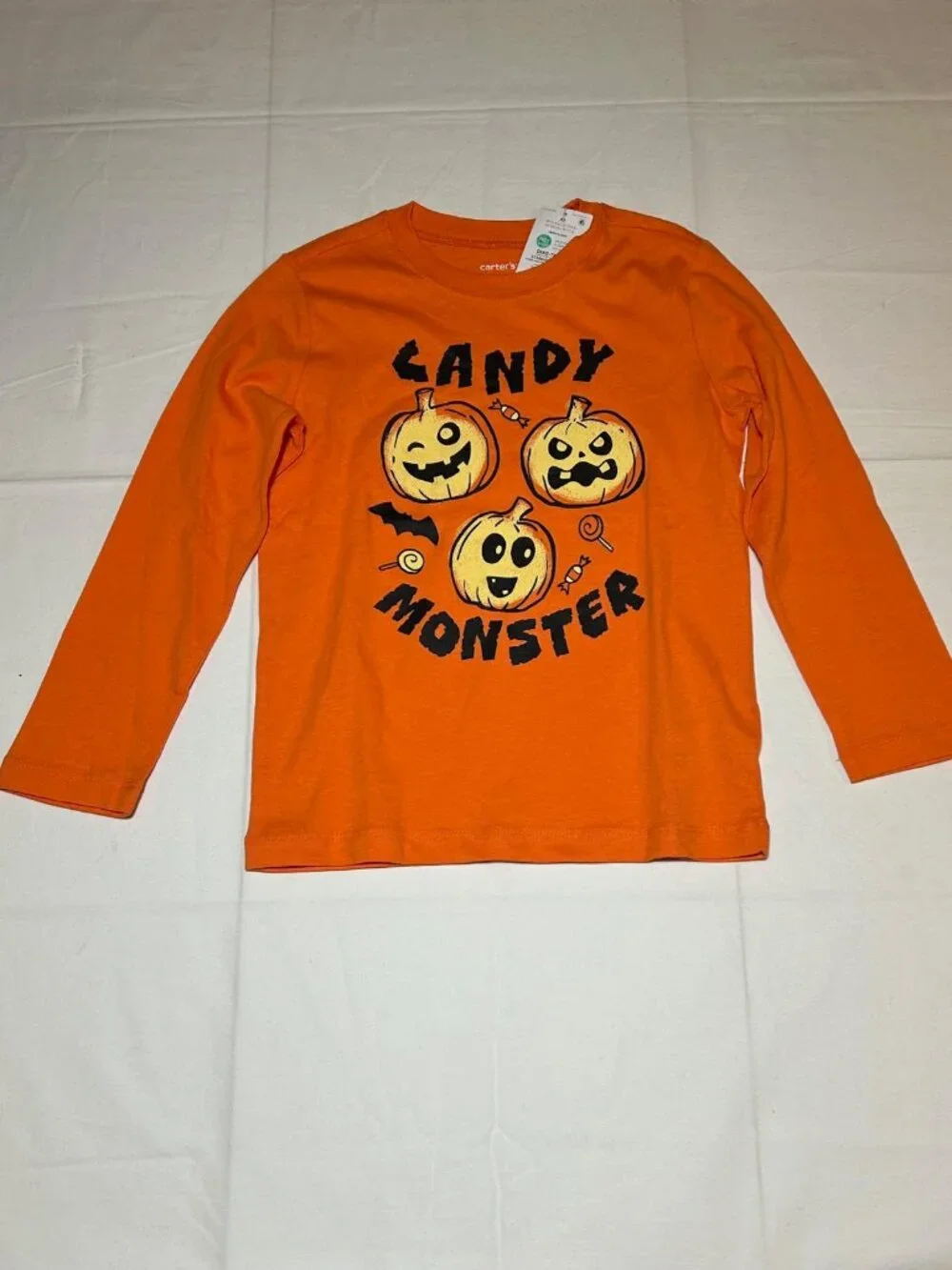 Carter's Boys 4T Orange Pumpkins Candy Monster Long Sleeve T-shirt NWT Halloween